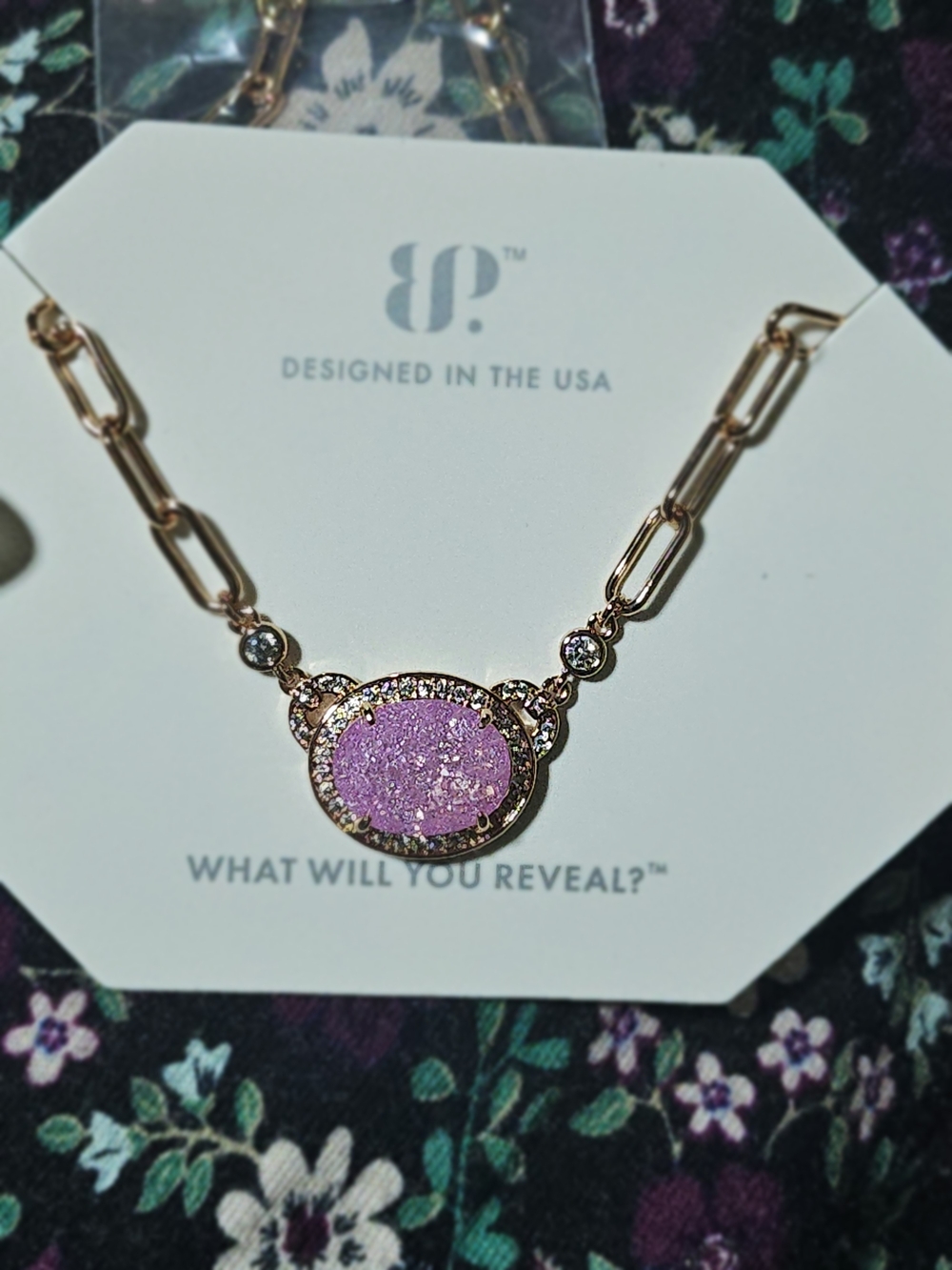 Lab Created Pink Ice Crystal Necklace